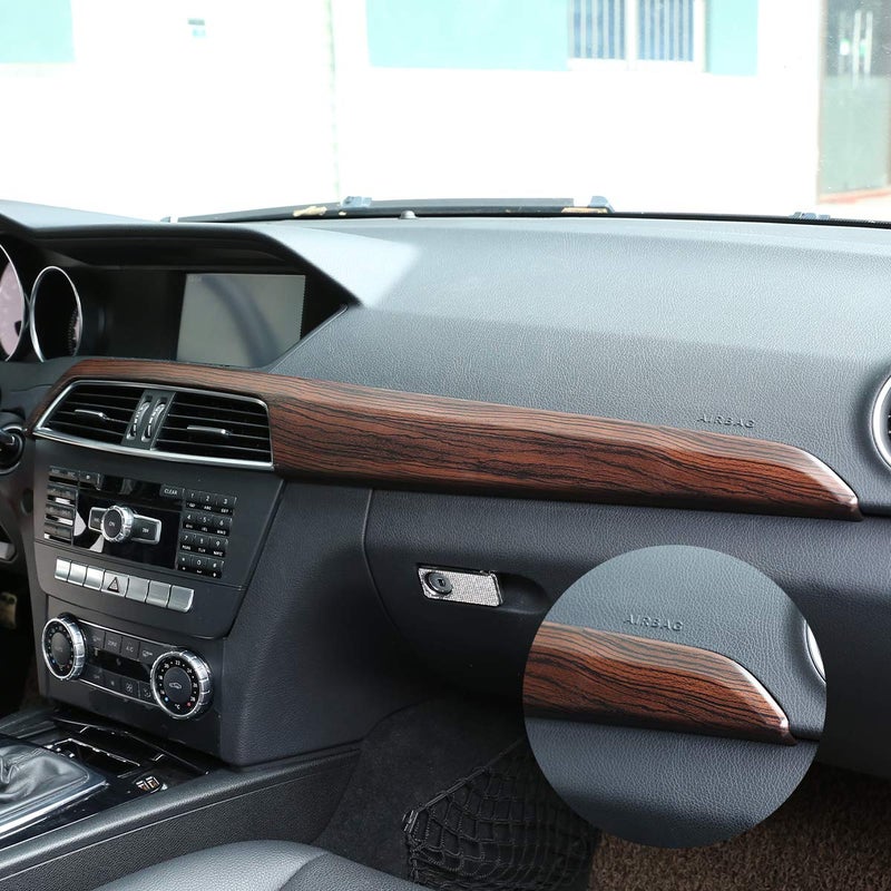 CHEYA ABS Pine Wood Grain Car Center Console Dashboard Cover Panel for Mercedes Benz C Class W204 2010-2013 Left Hand Drive Accessories (Pink Wood Grain) - Image 1